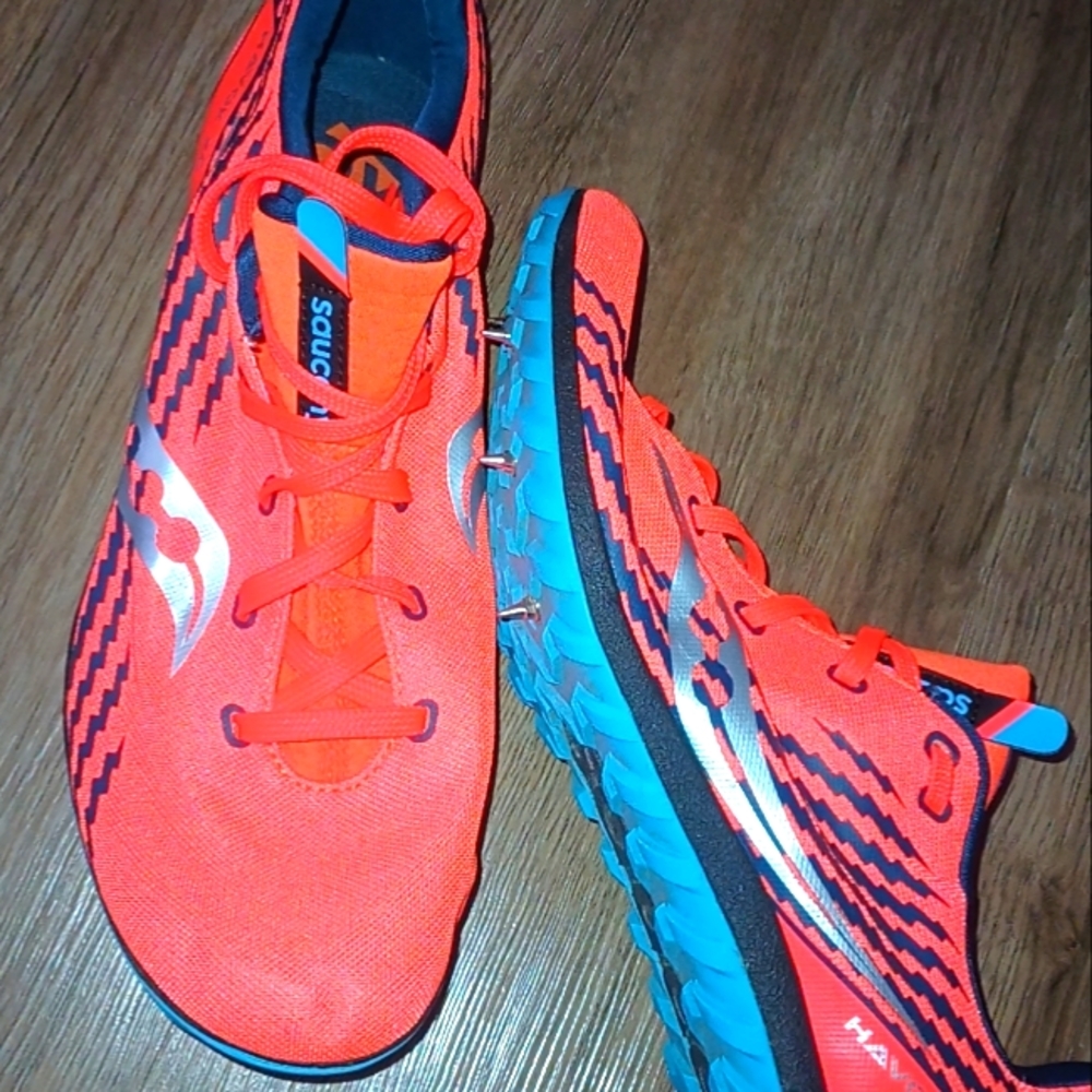 Saucony Mens Havok Xc3 Blue Blaze Orange Running Shoes Size 9